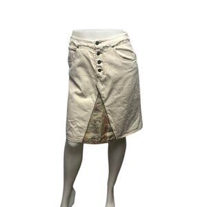 Gloria Vanderbilt Skirt Womens Size 10P Vintage Inspired Beige Knee Length Denim